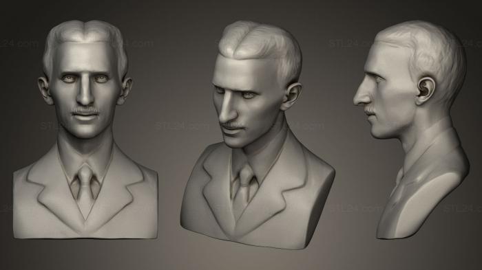 Бюсты и барельефы известных личностей (Никола Тесла молодой, BUSTC_0467) 3D модель для ЧПУ станка